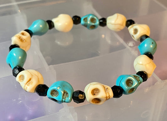 White & Blue Skull Bracelet