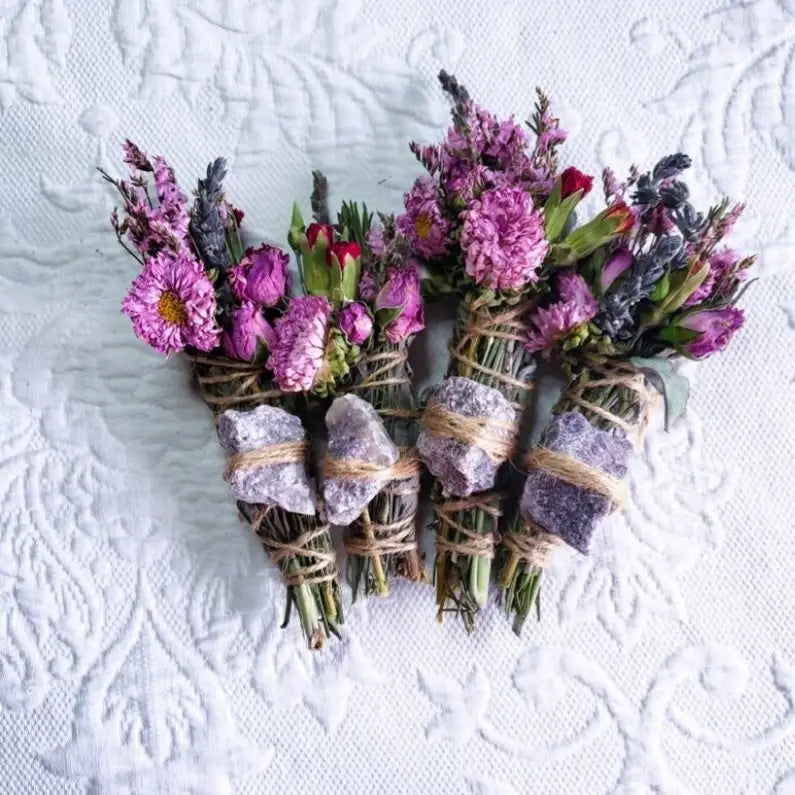 Lepidolite Rosemary, Sage and Lavender Smudge Stick