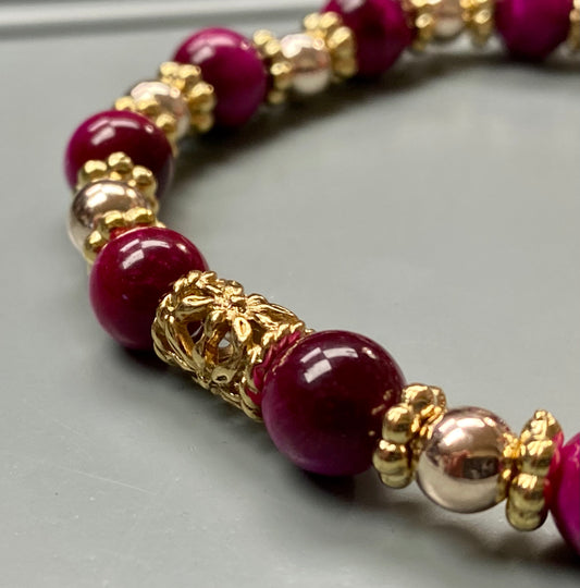 Beautiful Red & Gold Filigree Bracelet