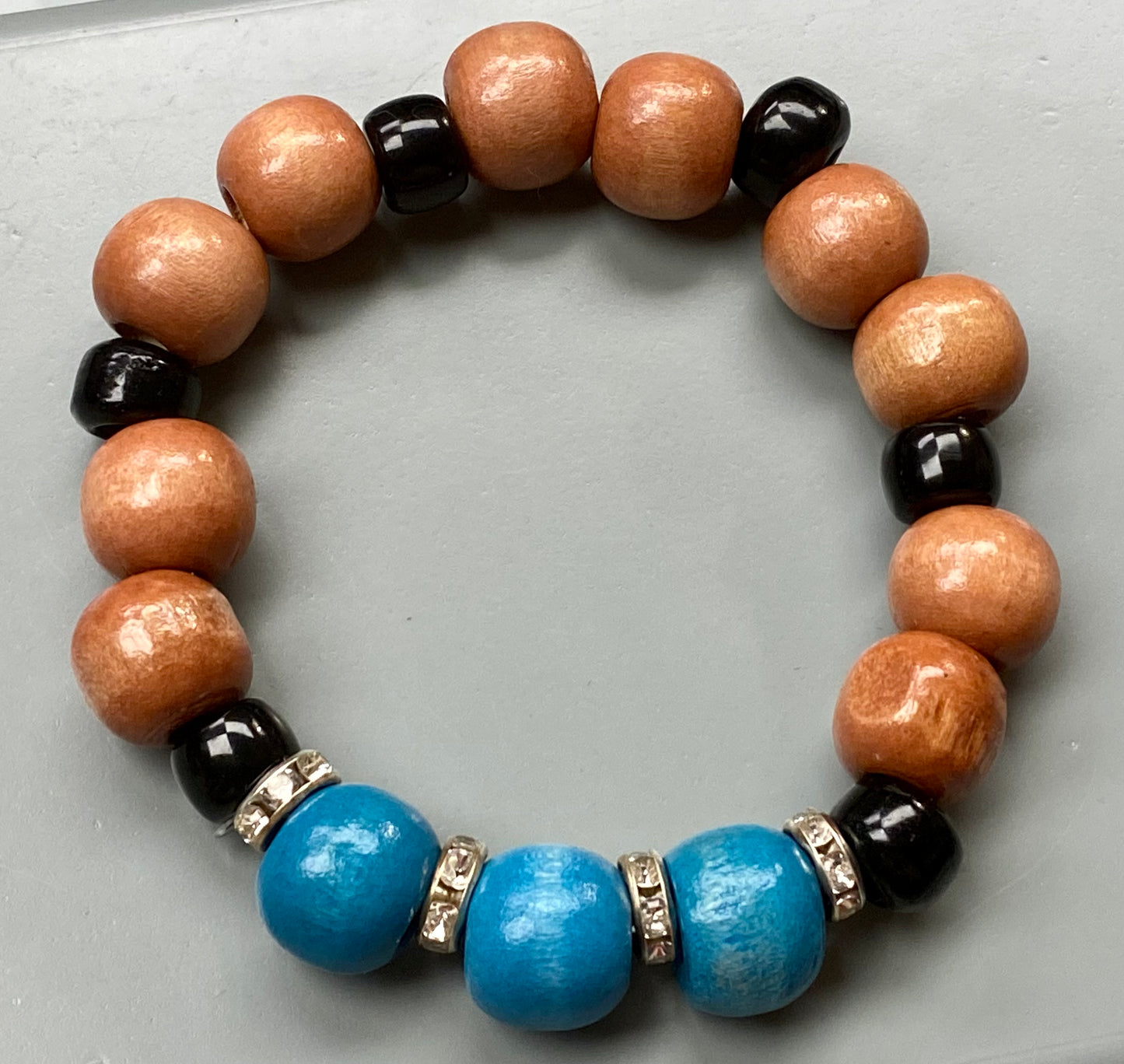 3 Blue Wooden Bracelet