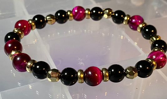 Black Obsidian & Gold Bracelet