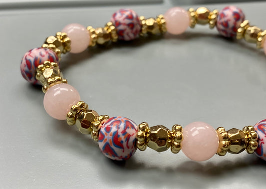 Rose Quartz & Gold Bracelet