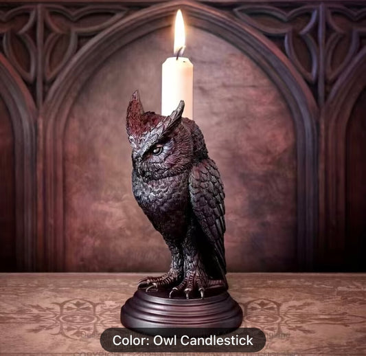 Gothic Owl Candle Holder