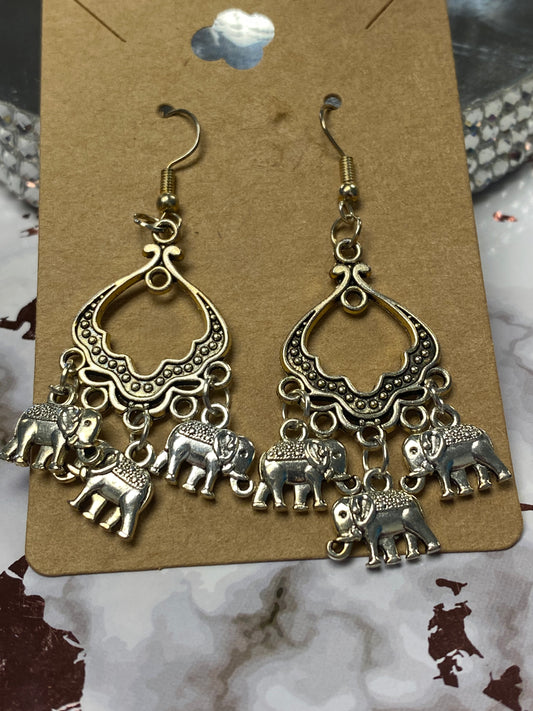 Silver Elephant Earrings