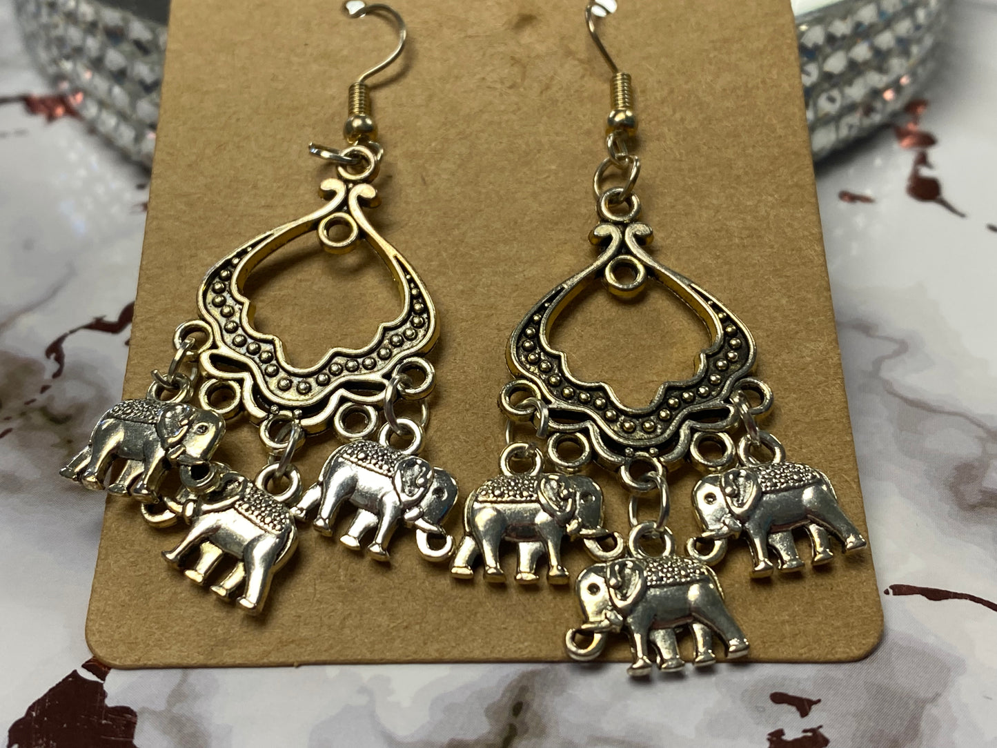 Silver Elephant Earrings