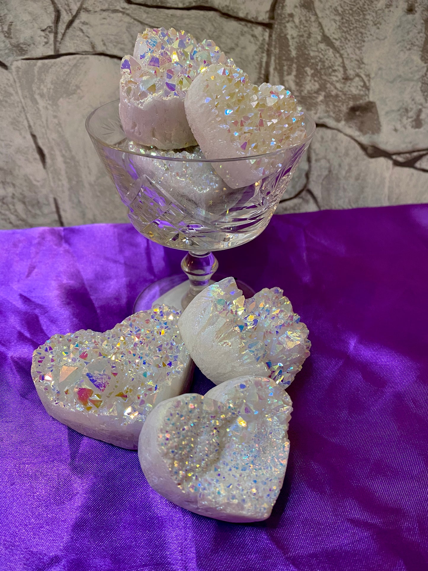 Angel Aura Quartz Cluster Hearts