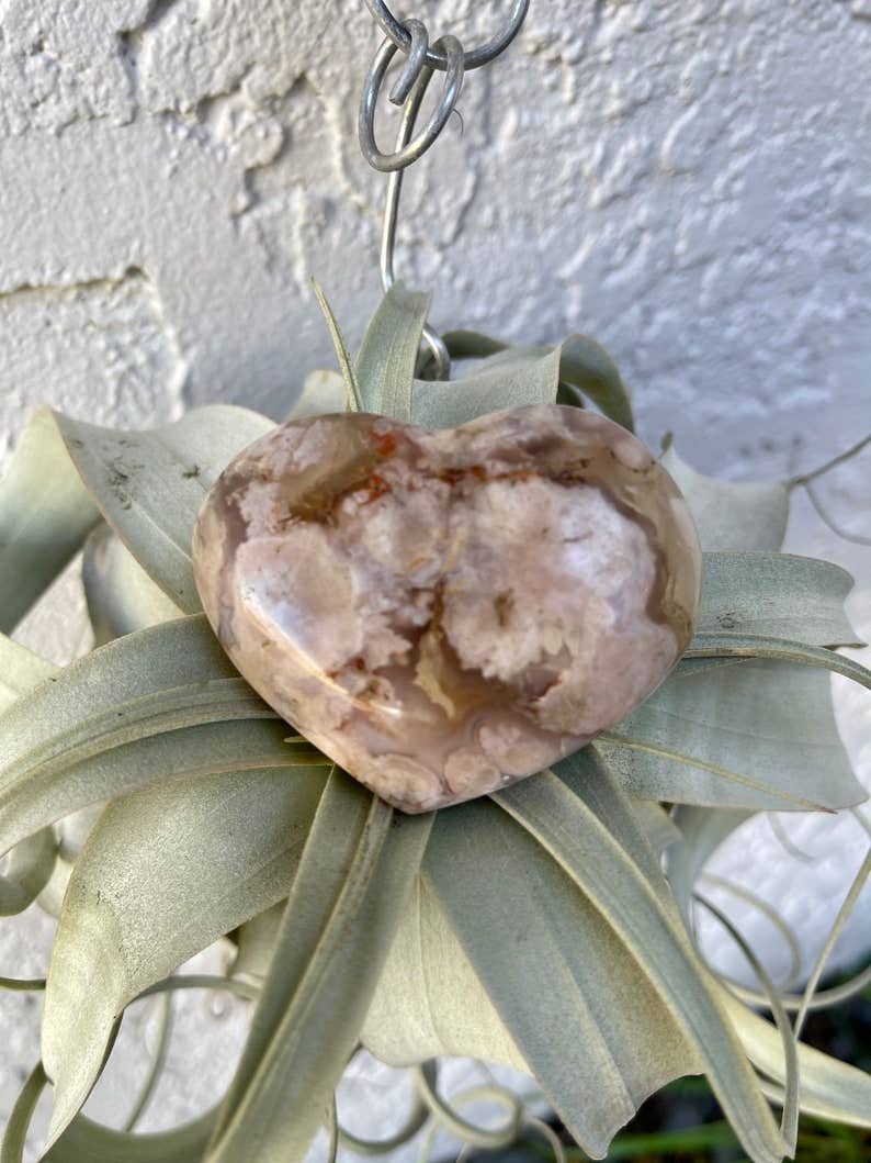 Agate Heart, Palm Stone, Cherry Blossom Agate, Crystal Magic